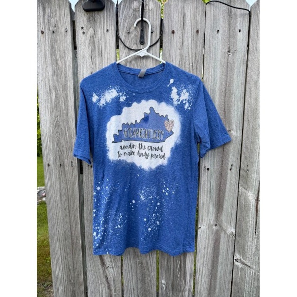 Next Level Kentucky Bleached Graphic T-Shirt Blue Small Team Kentucky Andy Proud